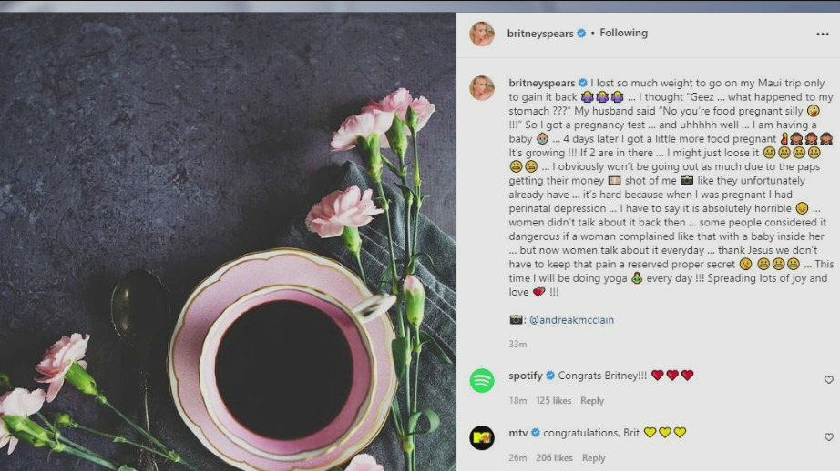 Britney Spears announces she's pregnant after being forced to wear IUD during conservatorship